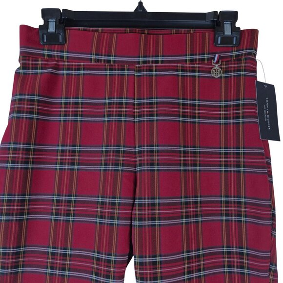 Tommy Hilfiger Women Red Plaid Slim Cut Stretchy Pants 8 NWT - Picture 4 of 7